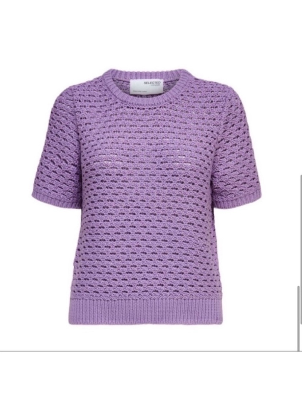 Selected Femme NWT chunky shortsleeved knit weave violet sweater extra large - Picture 3 of 14